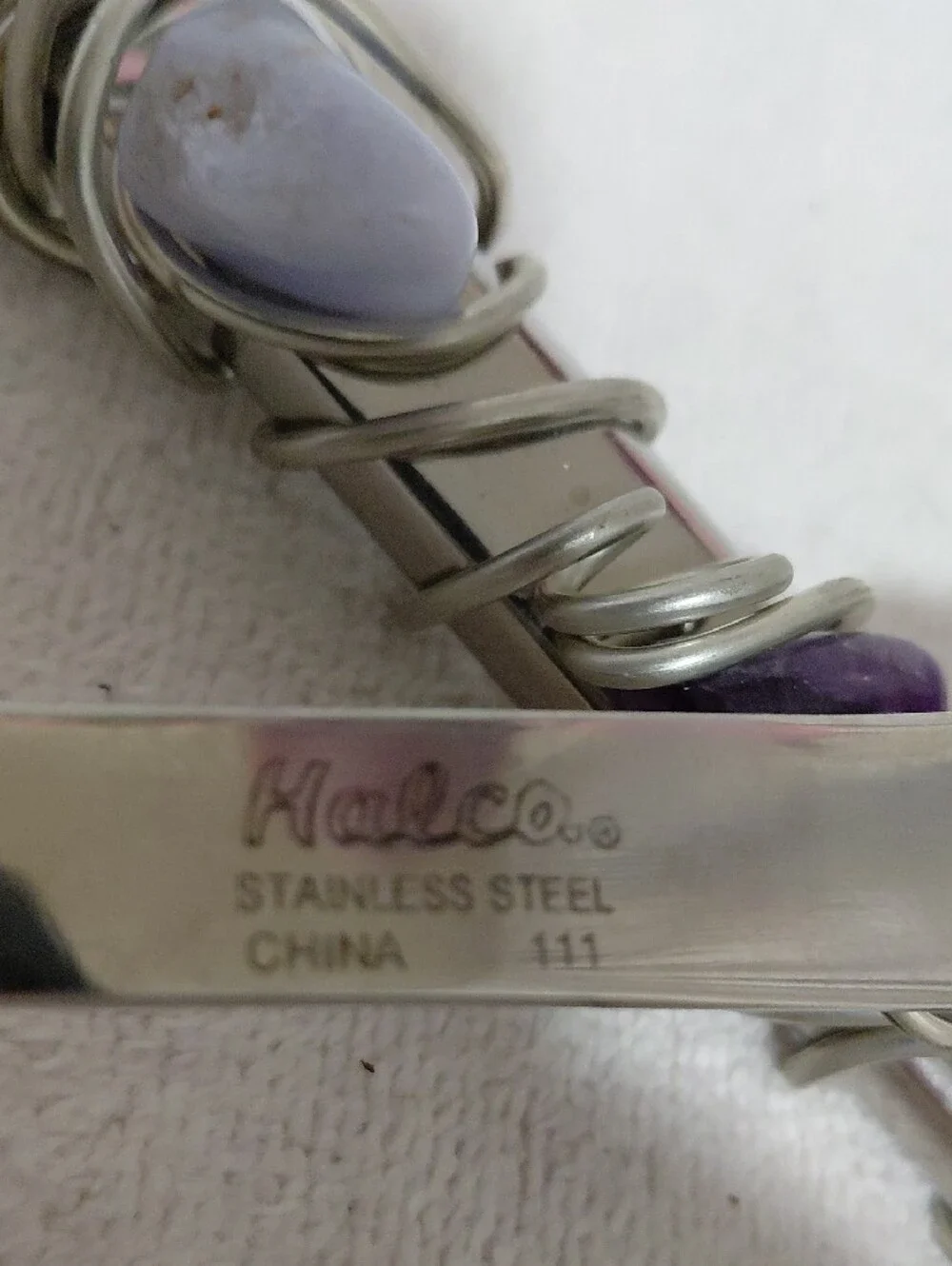 Whimsical Wire-Wrapped Stone Salad Serving Set - Silver Tone